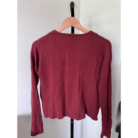 Madewell Maroon Womens V Neck Cardigan Sweater - Picture 2 of 3